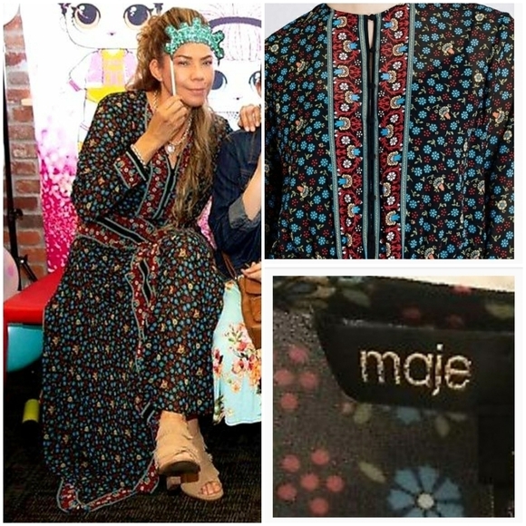 ♥️💋❤MAJE Roeme floral-print chiffon‎ maxi dress - Picture 1 of 8